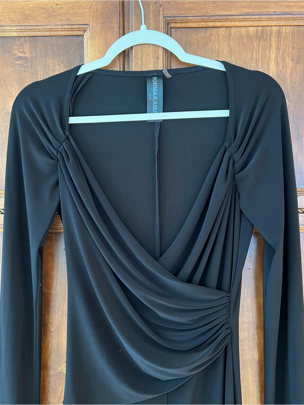 Norma Kamali jumpsuit | draped sweetheart neckline | Long Sleeves | SZ M 38 - Picture 5 of 13